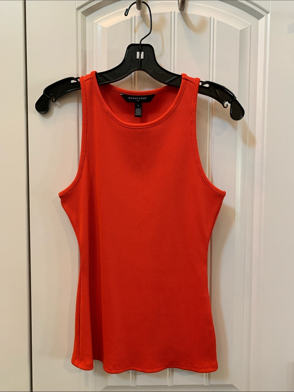 White House Black Market Forme Ribbed Bright Orange Ribbed Tank Top
